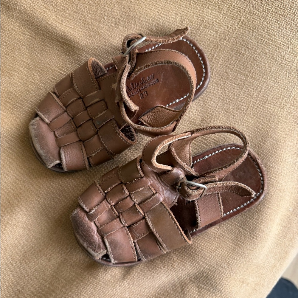 Brown Leather Kids Sandals